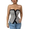 image:imageGORGLITTER Womens Houndstooth Strapless Bandeau Tube Tops Dressy Summer Business Work Old Money Vest Tops 2026