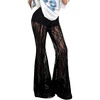 image:imageGORGLITTER Womens Lace Mesh Bell Bottom Rave Pants High Waisted Sexy Sheer Gothic Flared Leggings Trousers