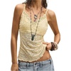 image:imageGORGLITTER Womens Lace Tank Top V Neck Cropped Spaghetti Strap Layered Sheer Sleeveless Camisole Going Out TopsYellow