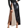 image:imageGORGLITTER Womens Leather Long Skirt High Waisted Patchwork Asymmetrical Hem A Line Bodycon Maxi SkirtsMulticolor