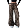 image:imageGORGLITTER Womens Leopard Cheetah Print Pants Baggy Wide Leg Flare Pants with PocketsBrown