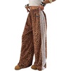 image:imageGORGLITTER Womens Leopard Pants Cheetah Print Wide Leg High Waisted Sweatpants Baggy Striped Joggers TrousersBrown