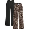 image:imageGORGLITTER Womens Leopard Wide Leg Pants Animal Print Baggy Animal Print Sweatpants Trousers Casual Outfits 2 PieceBrown and Black