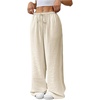 image:imageGORGLITTER Womens Linen Summer Wide Leg Travel Pants 2025 Drawstring Waist Trousers with Pockets