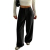 image:imageGORGLITTER Womens Low Rise Dress Pants Slacks Casual Dressy Pleated Wide Leg Baggy Business Work Trousers PantsBlack