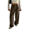 image:imageGORGLITTER Womens Low Rise Dress Pants Slacks Casual Dressy Pleated Wide Leg Baggy Business Work Trousers PantsMocha Brown