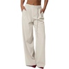 image:imageGORGLITTER Womens Low Rise Dress Pants Trousers Slacks Dressy Wide Leg Business Casual Work Straight Bottoms PantsWhite
