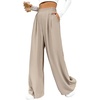 image:imageGORGLITTER Womens Office Work Wide Leg Fly Pleated Dress Pants Zipper High Waisted Loose TrousersKhaki