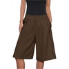 image:imageGORGLITTER Womens Pleated Baggy Dress Shorts Wide Leg Oversized Busniness Casual Office Work Shorts with PocketsBrown