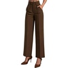 image:imageGORGLITTER Womens Pleated High Waisted Dress Pants Trousers Dressy Wide Leg Straight Business Casual Work Slacks PantsCoffee