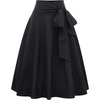 image:imageGORGLITTER Womens Pleated Midi Skirts Bow Fall Casual High Waisted Faldas Belted A Line Work Flowy Skirts Office 2025 Black XSmall