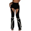 image:imageGORGLITTER Womens Rave Festival Disco Pants Outfits Y2K Chaps Cut Out Low Waist Flared Bottom Soft Grunge Edgy OutfitBlack