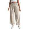 image:imageGORGLITTER Womens Striped Linen Capri Pants Summer Wide Leg High Waisted Dressy Casual Cropped Ankle PantsBrown and White