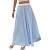image:imageGORGLITTER Womens Striped Ruffle Long Skirt Y2k High Waist Flowy Contrast Trim Summer Vacation A Line Skirts Resort OutfitsBlue and White