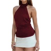 image:imageGORGLITTER Womens Tie Backless Halter Tops Sleeveless Open Back Date Night Club Tank TopBurgundy