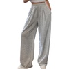 image:imageGORGLITTER Womens Wide Leg Sweatpants Casual Baggy High Waisted Pleated Sweat Track Pants Trousers with Pockets