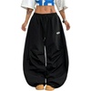 image:imageGORGLITTER Womens Y2K Wide Leg Barrel Pants Graphic High Waisted Casual Workout Baggy Track Pants StreetwearBlack