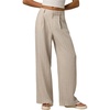 image:imageGORGLITTER Womens Zipper Fly Striped Dress Pants Pleated Straight Leg Trousers with PocketsKhaki
