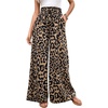 image:imageWomens Leopard Pants Elastic High Waisted Wide Leg Trousers Beach Long Pants Streetwear