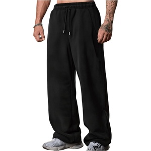 image:imageGORGLITTER Mens Baggy Sweatpants Drawstring Wide Leg Sweat Pants with PocketsBlack