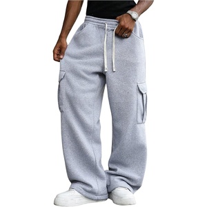 image:imageGORGLITTER Mens Baggy Wide Leg Sweatpants Oversized Track Pants Drawstring Y2K Casual Trousers with PocketsGrey Cargo