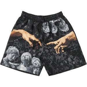 image:imageGORGLITTER Mens Summer Graphic Workout Shorts Casual Work Streetwear Drawstring High Waist Shorts BottomsBlack Graphic