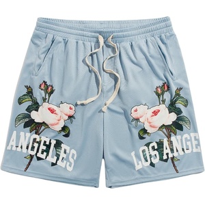 image:imageGORGLITTER Mens Summer Graphic Workout Shorts Casual Work Streetwear Drawstring High Waist Shorts BottomsBlue Floral Print