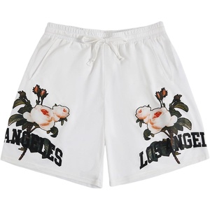 image:imageGORGLITTER Mens Summer Graphic Workout Shorts Casual Work Streetwear Drawstring High Waist Shorts BottomsWhite Floral