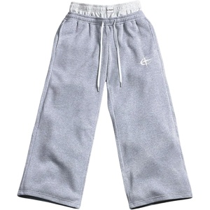 image:imageGORGLITTER Mens Wide Leg Sweatpants Streetwear Double Waisted Workout Baggy Sweat PantsGrey