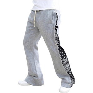 image:imageGORGLITTER Mens Y2K Graphic Baggy Sweatpants Color Block Wide Leg Flare Sweatpants Casual Workout Pants StreetwearLight Grey