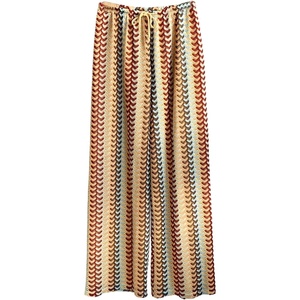 image:imageGORGLITTER Womens Crochet Pants Striped Low Rise Wide Leg Pants Colorful Boho Baggy Trousers Festival OutfitsMulticolor