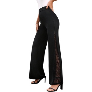 image:imageGORGLITTER Womens Flare Lace Pants Flared Bell Bottom High Waisted Dressy Work Casual Office Going Out Pants TrousersBlack