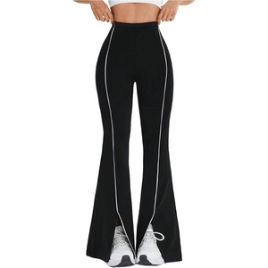 image:imageGORGLITTER Womens Flare Leggings Split High Waisted Bootcut Casual Workout Yoga Pants Black Medium