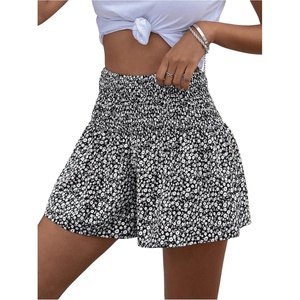 image:imageGORGLITTER Womens Floral Flowy Shorts Wide Leg High Waisted Summer Boho Shorts Black Small