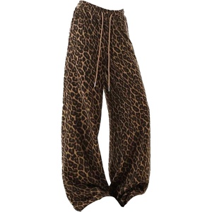 image:imageGORGLITTER Womens Leopard Cheetah Print Wide Leg Pants Low Rise Animal Print Baggy Sweatpants Y2k Workout Track PantsBrown