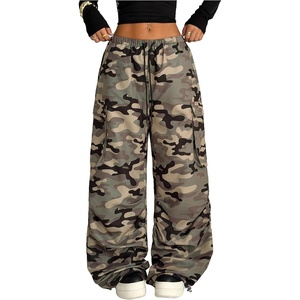 image:imageGORGLITTER Womens Leopard Parachute Pants Cheetah Print Baggy Cargo Track Pants Y2K Elastic High Waisted TrousersGrey
