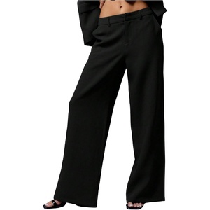 image:imageGORGLITTER Womens Low Rise Dress Pants Dressy Low Waisted Wide Leg Straight Business Work Trousers Slacks Pants BottomsBlack