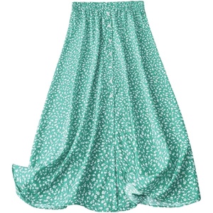 image:imageGORGLITTER Womens Plus Size Skirts for Curvy Floral Midi Skirts Boho Summer Vacation High Waist A Line Flowy Maxi SkirtLight Green