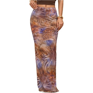 image:imageGORGLITTER Womens Y2k Tropical Mesh Maxi Skirt Leopard Cheetah Print Bodycon Long Cover Up Skirts Beach Vacation OutfitsBlue