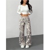image:imageGORGLITTER Womens Camo Baggy Cargo Sweatpants Joggers Camouflage Straight Leg Sweat Pants Street WearGrey Camo