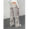 image:imageGORGLITTER Womens Camo Baggy Cargo Sweatpants Joggers Camouflage Straight Leg Sweat Pants Street WearGrey Camo