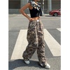 image:imageGORGLITTER Womens Camo Baggy Cargo Sweatpants Joggers Camouflage Straight Leg Sweat Pants Street WearMulticolor