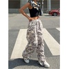image:imageGORGLITTER Womens Camo Baggy Cargo Sweatpants Joggers Camouflage Straight Leg Sweat Pants Street WearMulticolored