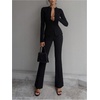 image:imageGORGLITTER Womens High Waisted Work Dress Pants Stretchy Business Casual Straight Flared Leg Slacks TrousersBlack
