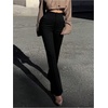 image:imageGORGLITTER Womens High Waisted Work Dress Pants Stretchy Business Casual Straight Flared Leg Slacks TrousersBlack