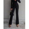 image:imageGORGLITTER Womens High Waisted Work Dress Pants Stretchy Business Casual Straight Flared Leg Slacks TrousersBlack