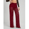 image:imageGORGLITTER Womens Lace Pants Sheer Mesh Wide Leg Pants See Through High Waist Going Out Grunge TrousersBurgundy