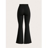 image:imageGORGLITTER Womens Lettuce Trim Bell Bottom Flare Pant Elastic High Waist Wide Leg Pants Black Large