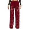 image:imageGORGLITTER Womens Lace Pants Sheer Mesh Wide Leg Pants See Through High Waist Going Out Grunge TrousersBurgundy