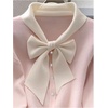 image:imageGORGLITTER Womens Bow Long Sleeve Cute Shirts Pearls Button Decor Tie Neck Dressy Elegant Business Casual TopsPink
